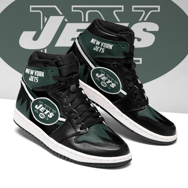 Women's New York Jets High Top Leather AJ1 Sneakers